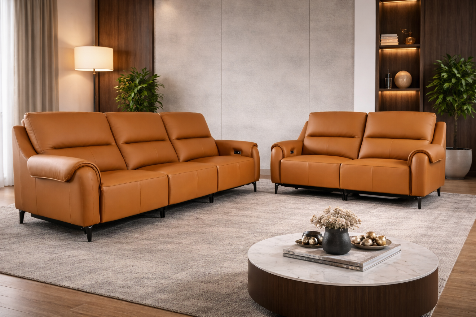 Cognac luxe recliner